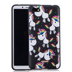 Rainbow Unicorn 3D Embossed Relief Black Soft Back Cover for Mi Xiaomi Redmi 6A