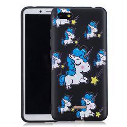 Blue Unicorn 3D Embossed Relief Black Soft Back Cover for Mi Xiaomi Redmi 6A