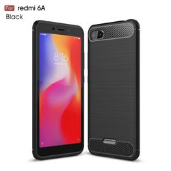 Luxury Carbon Fiber Brushed Wire Drawing Silicone TPU Back Cover for Mi Xiaomi Redmi 6A - Black
