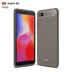 Luxury Carbon Fiber Brushed Wire Drawing Silicone TPU Back Cover for Mi Xiaomi Redmi 6A - Gray