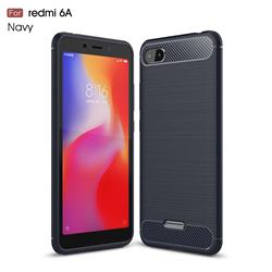Luxury Carbon Fiber Brushed Wire Drawing Silicone TPU Back Cover for Mi Xiaomi Redmi 6A - Navy