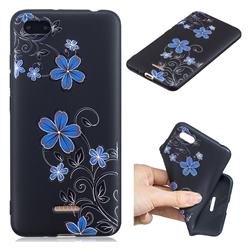 Little Blue Flowers 3D Embossed Relief Black TPU Cell Phone Back Cover for Mi Xiaomi Redmi 6A