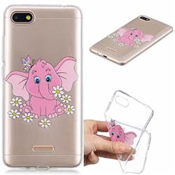 Tiny Pink Elephant Clear Varnish Soft Phone Back Cover for Mi Xiaomi Redmi 6A