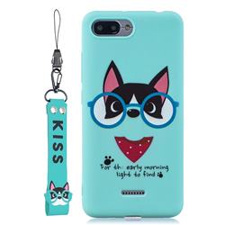 Green Glasses Dog Soft Kiss Candy Hand Strap Silicone Case for Mi Xiaomi Redmi 6A