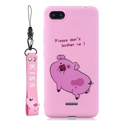 Pink Cute Pig Soft Kiss Candy Hand Strap Silicone Case for Mi Xiaomi Redmi 6A
