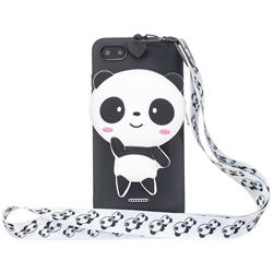 White Panda Neck Lanyard Zipper Wallet Silicone Case for Mi Xiaomi Redmi 6A
