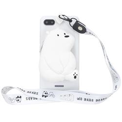 White Polar Bear Neck Lanyard Zipper Wallet Silicone Case for Mi Xiaomi Redmi 6A