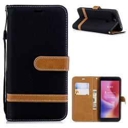 Jeans Cowboy Denim Leather Wallet Case for Mi Xiaomi Redmi 6A - Black