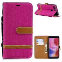 Jeans Cowboy Denim Leather Wallet Case for Mi Xiaomi Redmi 6A - Rose