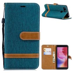 Jeans Cowboy Denim Leather Wallet Case for Mi Xiaomi Redmi 6A - Green