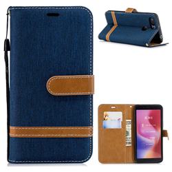 Jeans Cowboy Denim Leather Wallet Case for Mi Xiaomi Redmi 6A - Dark Blue