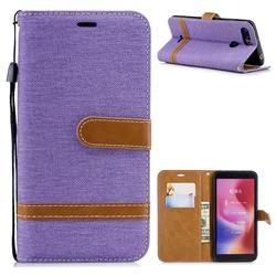 Jeans Cowboy Denim Leather Wallet Case for Mi Xiaomi Redmi 6A - Purple