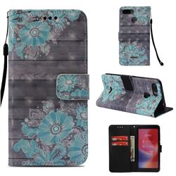 Blue Flower 3D Painted Leather Wallet Case for Mi Xiaomi Redmi 6A
