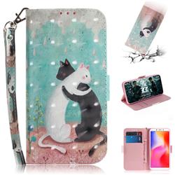 Black and White Cat 3D Painted Leather Wallet Phone Case for Mi Xiaomi Redmi 6A