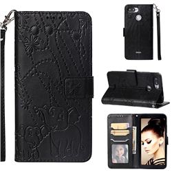 Embossing Fireworks Elephant Leather Wallet Case for Mi Xiaomi Redmi 6A - Black
