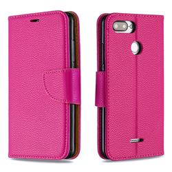 Classic Luxury Litchi Leather Phone Wallet Case for Mi Xiaomi Redmi 6A - Rose