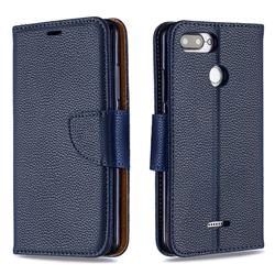 Classic Luxury Litchi Leather Phone Wallet Case for Mi Xiaomi Redmi 6A - Blue