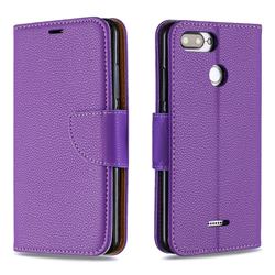 Classic Luxury Litchi Leather Phone Wallet Case for Mi Xiaomi Redmi 6A - Purple