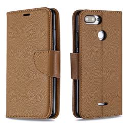 Classic Luxury Litchi Leather Phone Wallet Case for Mi Xiaomi Redmi 6A - Brown