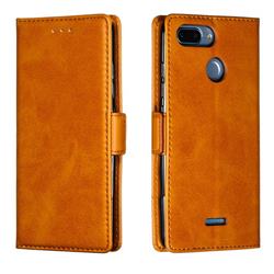 Retro Classic Calf Pattern Leather Wallet Phone Case for Mi Xiaomi Redmi 6A - Yellow
