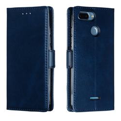 Retro Classic Calf Pattern Leather Wallet Phone Case for Mi Xiaomi Redmi 6A - Blue