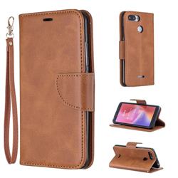 Classic Sheepskin PU Leather Phone Wallet Case for Mi Xiaomi Redmi 6A - Brown