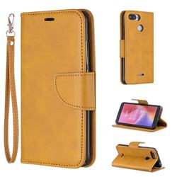 Classic Sheepskin PU Leather Phone Wallet Case for Mi Xiaomi Redmi 6A - Yellow