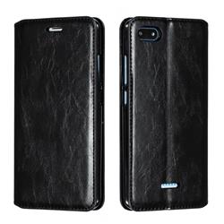 Retro Slim Magnetic Crazy Horse PU Leather Wallet Case for Mi Xiaomi Redmi 6A - Black