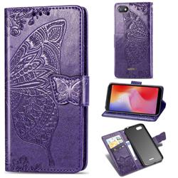 Embossing Mandala Flower Butterfly Leather Wallet Case for Mi Xiaomi Redmi 6A - Dark Purple