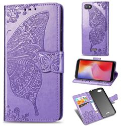 Embossing Mandala Flower Butterfly Leather Wallet Case for Mi Xiaomi Redmi 6A - Light Purple
