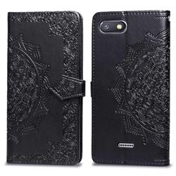 Embossing Imprint Mandala Flower Leather Wallet Case for Mi Xiaomi Redmi 6A - Black