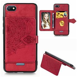 Mandala Flower Cloth Multifunction Stand Card Leather Phone Case for Mi Xiaomi Redmi 6A - Red