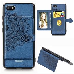 Mandala Flower Cloth Multifunction Stand Card Leather Phone Case for Mi Xiaomi Redmi 6A - Blue