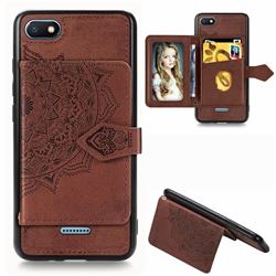 Mandala Flower Cloth Multifunction Stand Card Leather Phone Case for Mi Xiaomi Redmi 6A - Brown