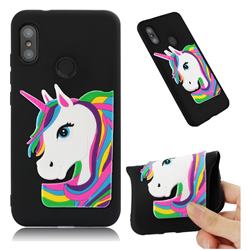 Rainbow Unicorn Soft 3D Silicone Case for Xiaomi Mi A2 Lite (Redmi 6 Pro) - Black