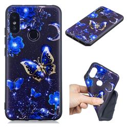 Phnom Penh Butterfly 3D Embossed Relief Black TPU Cell Phone Back Cover for Xiaomi Mi A2 Lite (Redmi 6 Pro)