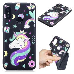 Candy Unicorn 3D Embossed Relief Black TPU Cell Phone Back Cover for Xiaomi Mi A2 Lite (Redmi 6 Pro)