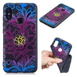 Colorful Lace 3D Embossed Relief Black TPU Cell Phone Back Cover for Xiaomi Mi A2 Lite (Redmi 6 Pro)