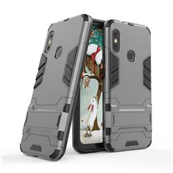 Armor Premium Tactical Grip Kickstand Shockproof Dual Layer Rugged Hard Cover for Xiaomi Mi A2 Lite (Redmi 6 Pro) - Gray