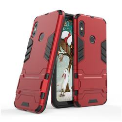 Armor Premium Tactical Grip Kickstand Shockproof Dual Layer Rugged Hard Cover for Xiaomi Mi A2 Lite (Redmi 6 Pro) - Wine Red