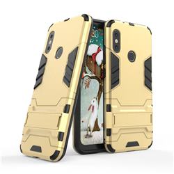 Armor Premium Tactical Grip Kickstand Shockproof Dual Layer Rugged Hard Cover for Xiaomi Mi A2 Lite (Redmi 6 Pro) - Golden