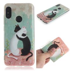 Black and White Cat IMD Soft TPU Cell Phone Back Cover for Xiaomi Mi A2 Lite (Redmi 6 Pro)