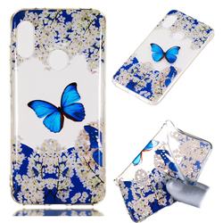 Blue Butterfly Flower Super Clear Soft TPU Back Cover for Xiaomi Mi A2 Lite (Redmi 6 Pro)
