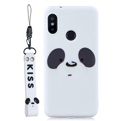 White Feather Panda Soft Kiss Candy Hand Strap Silicone Case for Xiaomi Mi A2 Lite (Redmi 6 Pro)