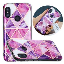 Purple Dream Triangle Painted Marble Electroplating Protective Case for Xiaomi Mi A2 Lite (Redmi 6 Pro)