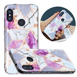 Purple and White Painted Marble Electroplating Protective Case for Xiaomi Mi A2 Lite (Redmi 6 Pro)
