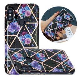 Black Flower Painted Marble Electroplating Protective Case for Xiaomi Mi A2 Lite (Redmi 6 Pro)