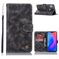 Luxury Retro Leather Wallet Case for Xiaomi Mi A2 Lite (Redmi 6 Pro) - Gray