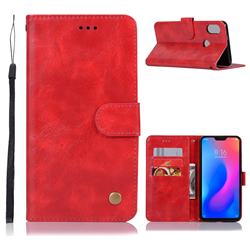 Luxury Retro Leather Wallet Case for Xiaomi Mi A2 Lite (Redmi 6 Pro) - Red