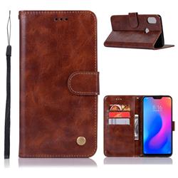 Luxury Retro Leather Wallet Case for Xiaomi Mi A2 Lite (Redmi 6 Pro) - Brown